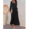 imageZESICA Womens 2025 Boho Long Sleeve Square Neck Smocked High Waist Flowy A Line Lace Trim Maxi DressBlack