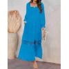 imageZESICA Womens 2025 Boho Long Sleeve Square Neck Smocked High Waist Flowy A Line Lace Trim Maxi DressCobalt