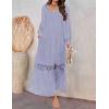 imageZESICA Womens 2025 Boho Long Sleeve Square Neck Smocked High Waist Flowy A Line Lace Trim Maxi DressDusty Taro