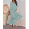 imageZESICA Womens 2025 Boho Long Sleeve Square Neck Smocked High Waist Flowy A Line Lace Trim Maxi DressLight Green