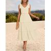 imageZESICA Womens 2025 Summer Boho Casual V Neck Sleeveless Midi Dresses Tie Shoulder Flowy Tiered A Line Beach Long SundressApricot
