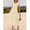 imageZESICA Womens 2025 Summer Boho Casual V Neck Sleeveless Midi Dresses Tie Shoulder Flowy Tiered A Line Beach Long SundressApricot