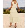 imageZESICA Womens 2025 Summer Boho Casual V Neck Sleeveless Midi Dresses Tie Shoulder Flowy Tiered A Line Beach Long SundressApricot