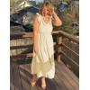 imageZESICA Womens 2025 Summer Boho Casual V Neck Sleeveless Midi Dresses Tie Shoulder Flowy Tiered A Line Beach Long SundressApricot