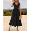 imageZESICA Womens 2025 Summer Boho Casual V Neck Sleeveless Midi Dresses Tie Shoulder Flowy Tiered A Line Beach Long SundressBlack