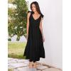 imageZESICA Womens 2025 Summer Boho Casual V Neck Sleeveless Midi Dresses Tie Shoulder Flowy Tiered A Line Beach Long SundressBlack