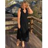 imageZESICA Womens 2025 Summer Boho Casual V Neck Sleeveless Midi Dresses Tie Shoulder Flowy Tiered A Line Beach Long SundressBlack