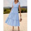 imageZESICA Womens 2025 Summer Boho Casual V Neck Sleeveless Midi Dresses Tie Shoulder Flowy Tiered A Line Beach Long SundressBlue