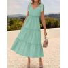 imageZESICA Womens 2025 Summer Boho Casual V Neck Sleeveless Midi Dresses Tie Shoulder Flowy Tiered A Line Beach Long SundressGreen