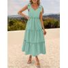 imageZESICA Womens 2025 Summer Boho Casual V Neck Sleeveless Midi Dresses Tie Shoulder Flowy Tiered A Line Beach Long SundressGreen