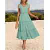 imageZESICA Womens 2025 Summer Boho Casual V Neck Sleeveless Midi Dresses Tie Shoulder Flowy Tiered A Line Beach Long SundressGreen