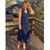 imageZESICA Womens 2025 Summer Boho Casual V Neck Sleeveless Midi Dresses Tie Shoulder Flowy Tiered A Line Beach Long SundressNavy