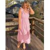 imageZESICA Womens 2025 Summer Boho Casual V Neck Sleeveless Midi Dresses Tie Shoulder Flowy Tiered A Line Beach Long SundressPink