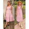 imageZESICA Womens 2025 Summer Boho Casual V Neck Sleeveless Midi Dresses Tie Shoulder Flowy Tiered A Line Beach Long SundressPink