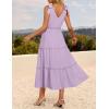imageZESICA Womens 2025 Summer Boho Casual V Neck Sleeveless Midi Dresses Tie Shoulder Flowy Tiered A Line Beach Long SundressPurple