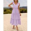 imageZESICA Womens 2025 Summer Boho Casual V Neck Sleeveless Midi Dresses Tie Shoulder Flowy Tiered A Line Beach Long SundressPurple
