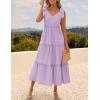 imageZESICA Womens 2025 Summer Boho Casual V Neck Sleeveless Midi Dresses Tie Shoulder Flowy Tiered A Line Beach Long SundressPurple