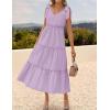 imageZESICA Womens 2025 Summer Boho Casual V Neck Sleeveless Midi Dresses Tie Shoulder Flowy Tiered A Line Beach Long SundressPurple