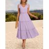 imageZESICA Womens 2025 Summer Boho Casual V Neck Sleeveless Midi Dresses Tie Shoulder Flowy Tiered A Line Beach Long SundressPurple