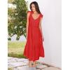 imageZESICA Womens 2025 Summer Boho Casual V Neck Sleeveless Midi Dresses Tie Shoulder Flowy Tiered A Line Beach Long SundressRed