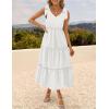 imageZESICA Womens 2025 Summer Boho Casual V Neck Sleeveless Midi Dresses Tie Shoulder Flowy Tiered A Line Beach Long SundressWhite