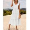 imageZESICA Womens 2025 Summer Boho Casual V Neck Sleeveless Midi Dresses Tie Shoulder Flowy Tiered A Line Beach Long SundressWhite