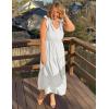 imageZESICA Womens 2025 Summer Boho Casual V Neck Sleeveless Midi Dresses Tie Shoulder Flowy Tiered A Line Beach Long SundressWhite