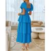 imageZESICA Womens 2025 Summer Boho Midi Dress Short Puff Sleeve Flowy A Line Tiered Beach Vacation Long DressesBlue