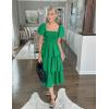 imageZESICA Womens 2025 Summer Boho Midi Dress Short Puff Sleeve Flowy A Line Tiered Beach Vacation Long DressesGreen