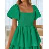 imageZESICA Womens 2025 Summer Boho Midi Dress Short Puff Sleeve Flowy A Line Tiered Beach Vacation Long DressesGreen