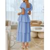 imageZESICA Womens 2025 Summer Boho Midi Dress Short Puff Sleeve Flowy A Line Tiered Beach Vacation Long DressesLight Blue