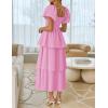 imageZESICA Womens 2025 Summer Boho Midi Dress Short Puff Sleeve Flowy A Line Tiered Beach Vacation Long DressesPink