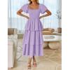 imageZESICA Womens 2025 Summer Boho Midi Dress Short Puff Sleeve Flowy A Line Tiered Beach Vacation Long DressesPurple