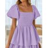 imageZESICA Womens 2025 Summer Boho Midi Dress Short Puff Sleeve Flowy A Line Tiered Beach Vacation Long DressesPurple