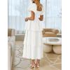 imageZESICA Womens 2025 Summer Boho Midi Dress Short Puff Sleeve Flowy A Line Tiered Beach Vacation Long DressesWhite