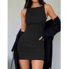 imageZESICA Womens 2025 Summer Mini Bodycon Dress Trendy Fashion Crew Neck Sleeveless Slim Fit Short DressesBlack