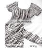 imageZESICA Womens 2025 Summer Puff Short Sleeve Plaid Mini Dress Boho Square Neck Ruffle A Line Swing Short DressesBlack