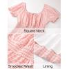 imageZESICA Womens 2025 Summer Puff Short Sleeve Plaid Mini Dress Boho Square Neck Ruffle A Line Swing Short DressesPink