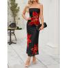 imageZESICA Womens Boho Floral Strapless Midi Dress 2025 Summer Off Shoulder Bodycon Beach Party Long DressesBlack