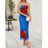 imageZESICA Womens Boho Floral Strapless Midi Dress 2025 Summer Off Shoulder Bodycon Beach Party Long DressesBlue