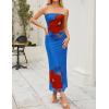 imageZESICA Womens Boho Floral Strapless Midi Dress 2025 Summer Off Shoulder Bodycon Beach Party Long DressesBlue