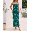 imageZESICA Womens Boho Floral Strapless Midi Dress 2025 Summer Off Shoulder Bodycon Beach Party Long DressesGreen