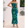 imageZESICA Womens Boho Floral Strapless Midi Dress 2025 Summer Off Shoulder Bodycon Beach Party Long DressesGreen