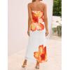 imageZESICA Womens Boho Floral Strapless Midi Dress 2025 Summer Off Shoulder Bodycon Beach Party Long DressesOrange