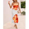 imageZESICA Womens Boho Floral Strapless Midi Dress 2025 Summer Off Shoulder Bodycon Beach Party Long DressesOrange