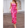 imageZESICA Womens Boho Floral Strapless Midi Dress 2025 Summer Off Shoulder Bodycon Beach Party Long DressesPink