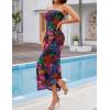 imageZESICA Womens Boho Floral Strapless Midi Dress 2025 Summer Off Shoulder Bodycon Beach Party Long DressesPurple