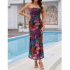 imageZESICA Womens Boho Floral Strapless Midi Dress 2025 Summer Off Shoulder Bodycon Beach Party Long DressesPurple