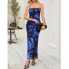 imageZESICA Womens Boho Floral Strapless Midi Dress 2025 Summer Off Shoulder Bodycon Beach Party Long DressesRoyal Blue