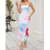imageZESICA Womens Boho Floral Strapless Midi Dress 2025 Summer Off Shoulder Bodycon Beach Party Long DressesSky